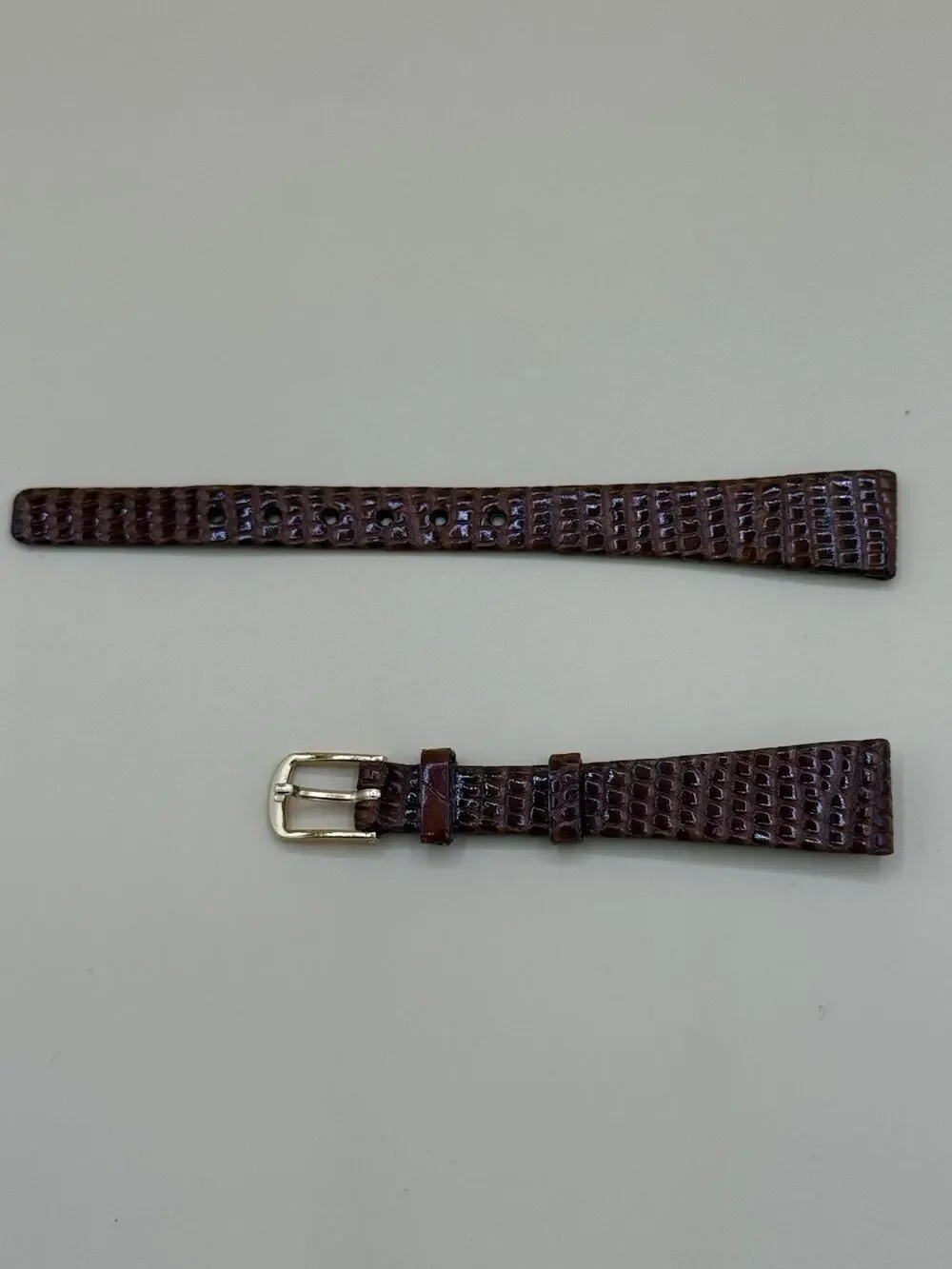 13mm KREISLER Genuine LIZARD Tan NOS Vintage Watch Band & Gold-Tone Buckle